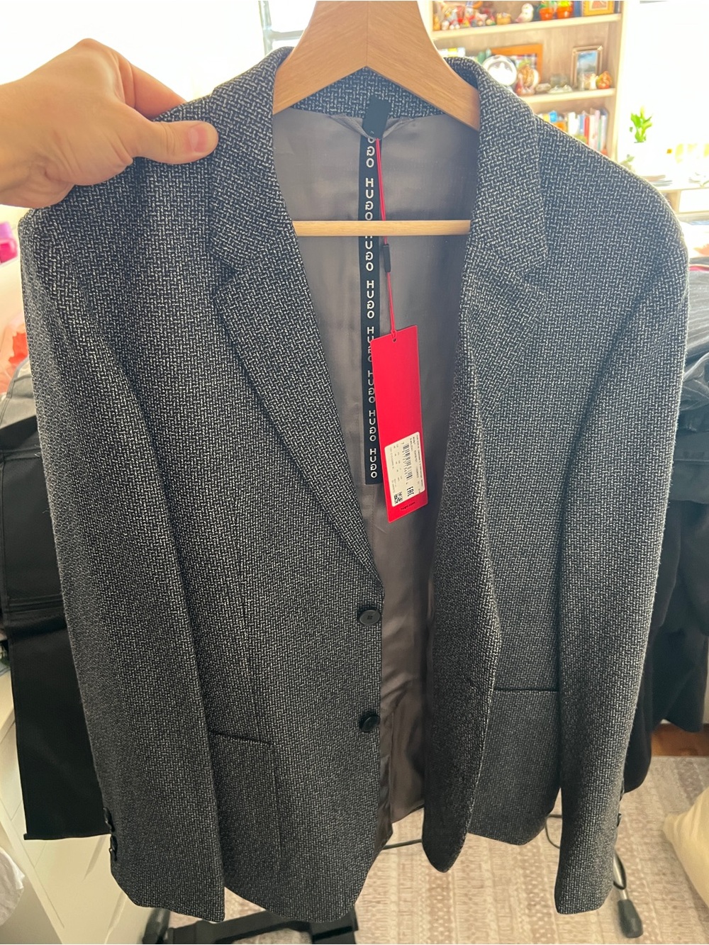 Hugo Boss Charcoal Textured Two-Button Sport Coat